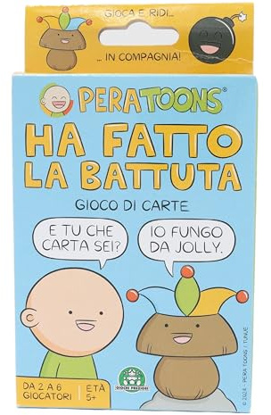 Giochi Preziosi Pera Toons Gioco di Carte per Bambini, Divertente Gioco per Tutta la Famiglia, con Battute e Freddure, Colleziona le Battute Per Vincere, da 2 a 6 Giocatori, Giochi Bambini 5 anni +