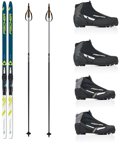 Fischer Kit de ski de fond Summit classique + reliure + chaussures + bâtons (204 cm de longueur (pour 91 à 100 kg)