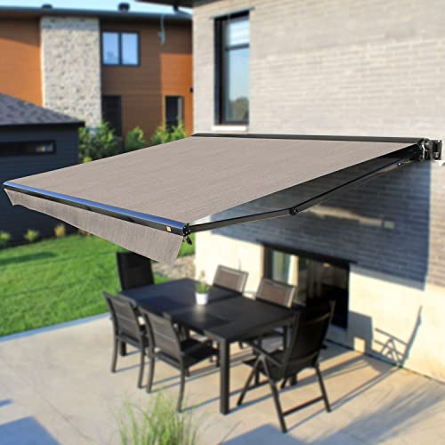 Multiple Awnings - Retractable Sun Shade | Semi-Cassette Awning with Black Casing | Convenient Hand Crank Lever | Brasilia Europa Collection | 10' W x 8' L - Rain