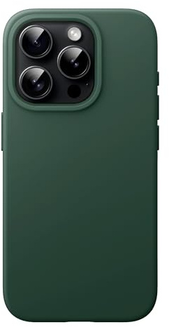 JETech Silikon Hülle für iPhone 15 Pro Max, Nachtgrün | Seidig Weiches Gefühl, Stoßschutz, Kratzfest, Mikrofaser-Innenfutter