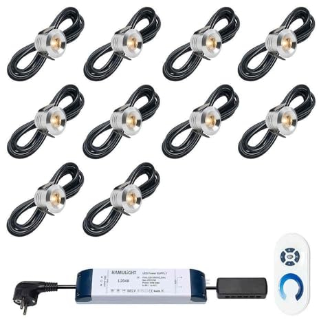 Hamulight LED Einbaustrahler Terrassenüberdachung Marbella ab mit Fernbiedung | Wintergarten Beleuchtung - Einbauleuchten- Terrassendach - Überdachung | 3W - Dimmbar - Warmweiß | Set mit 10 Stück