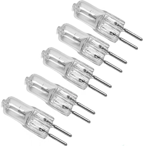 UGEFKMQ Lampadine Alogene 20W G5.3 12V ACDC Lampadina A Capsula Trasparente GU5.3 Base a doppio ago Bianco Caldo,50 W,5 Pezzi