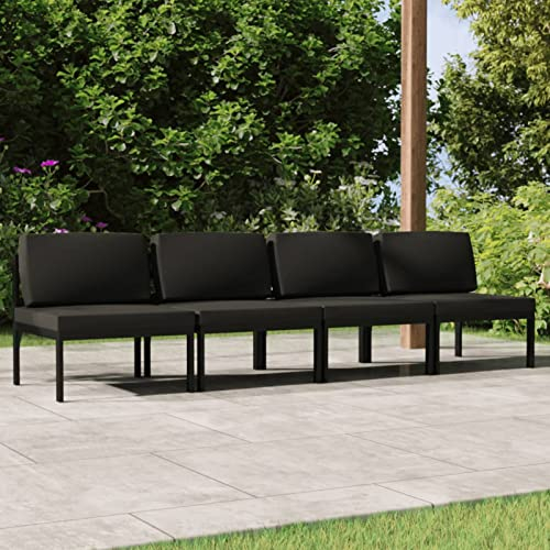 Gecheer Gartensofa 4-Sitzer Polstersofa Outdoor-Lounge-Set Loungesofa mit Kissen Aluminium Anthrazit Sitzmobel Schlafsofa Sofabett Schlafcouch Couchgarnitur Couch Gästesofa Sofagarnitur,Aluminium