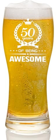 Joymaking Personalised Pint Glass 15oz for Men's 50th Birthday Gifts