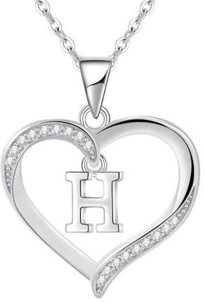 Cosie Lily silverhalsband för kvinnor hjärta initial halsband sterling silver halsband bokstavshalsband A-Z namn hänge smycken för kvinnor, initial halsband för flickor gåvor för flickor