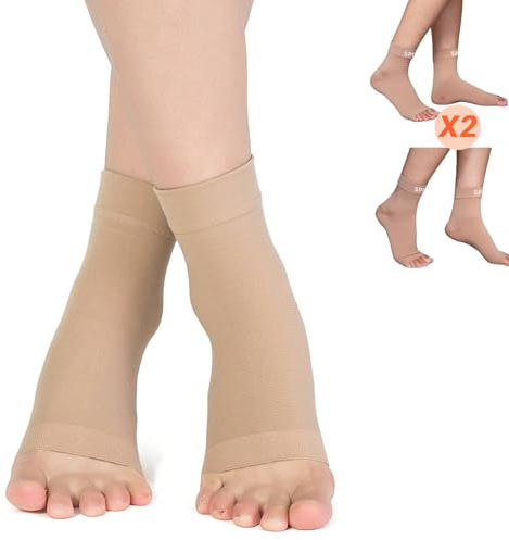 eYotto 20-30mmhg Professional Ankle Support Braces (2 Pairs), Ankle Compression Socks For Women Men, Ankle Compression Sleeve for Swelling, Plantar Fasciitis, Sprain, Foot Support, Achilles Tendon