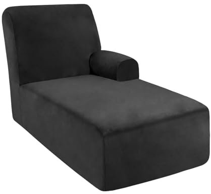 XHDZSW Chaiselongue Schonbezüge, Schonbezug Für Links/Rechts Chaiselongue-Stuhl, Rutschfester Chaiselongue-Bezug, Relaxliege Deluxe Stuhlbezüge (Schwarz,Rechts)