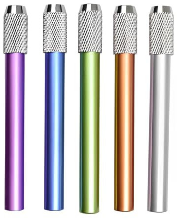 5 Stück Stiftverlängerung,Bleistiftverlängerung Verstellbar,Aluminium Bleistifthalter Extender,Bleistift Verlängerung für Skizzieren Schule Malatelier Schreibgerät für Meisten Buntstifte