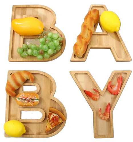 Tissting Plateau de Charcuterie en Bois, Plateau Élégant en Forme de Lettre 30 cm pour Fromage et Charcuterie, Salon et Fêtes