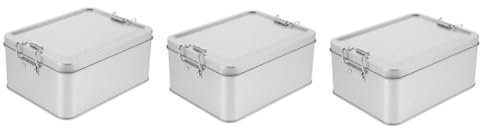 Cabilock Caja De 3 Piezas Caja De Galletas De Hojalata Molde De Pastel Cajas De Favores De Fiesta Latas De Cajas De Galletas Favores De Boda Estaño Lata Vacía Bote De Silver