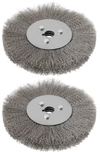 ECSiNG 2Pcs Stainless Steel Wire Brush Wheels 150mm Hole 16mm Wire Wheel Wire Crimped Wheel Brush for Deburring, Rust Removal, and Surface Finishing