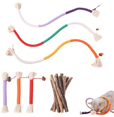 Natürliches Katzenminze-Spielzeug-Set – Handgemachte Katzenminze-Kissen & Baldrian-Kissen für Katzen mit Katzenminze-Stick, Selbstbeschäftigungs-Katzenspielzeug SmartyFlip Spielzeugmaus, Cat