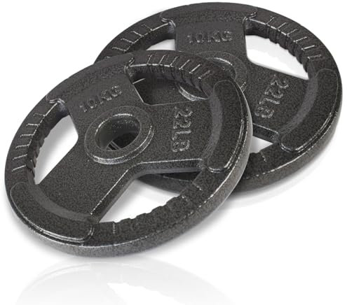 wuuhoo® Gusseisen Hantelscheiben Troy 30mm Bohrung, Langhantelgewichte 2er Set, Gewichte für 1 Zoll Hantelstangen, Hantelscheibe beschichtet (d) 2 x 10kg