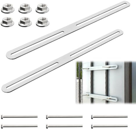 GENHH 2 Pièces Support Boite Aux Lettres avec Vis 360 x 24 mm Support pour Boîte au Lettre Acier Inoxydable pour Fixer des Boîtes aux Lettres sur Clôtures, Argent