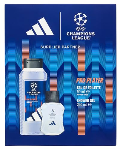 adidas, Cofanetto Regalo UEFA Champions League Pro Player, Eau de Toilette 50 ml e Docciaschiuma 250ml