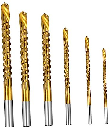 Gatuida Brocas Helicoidales Dentadas de Acero Rápido para Metal y Madera, 6 Piezas, Alta Dureza y Resistencia, Herramienta para Carpintería Profesional