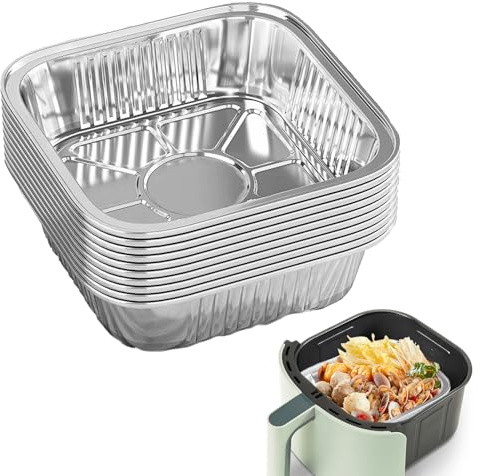 100 Pack Large Aluminium Foil Trays,Disposable Foil Food Containers,Duty Deep Tin Foils Baking Tray,Spacious Aluminium Takeaway Container,Meal Prep Pans for Cooking,Barbeque, Storage Square Trays
