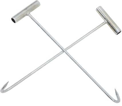 ABOOFAN 2pcs Heavy Duty Manhole Cover Hooks with Ergonomic T Handle Versatile Lifters for Storm Drains Drain Grates Covers and Roller Shutter Doors Manhole Lifting Tools