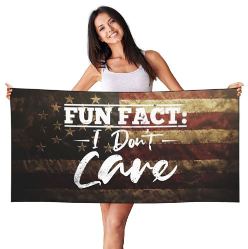 Ekkolikeit Quick Dry Beach Towel Fun Fact I Don't Care for Swimming Pool Sports Camping Gym Yoga 27.5 x 55 Inch Vacation Women Men