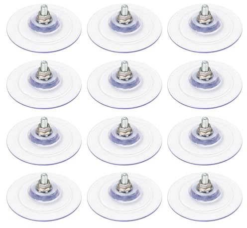 Keboyoe 12 Piezas Ventosas diámetro 85mm M8 Ventosa Transparentes de PVC | Ventosas Roscadas con 12 Tuerca de Tornillo Ventosa Transparente Versátil para Pared Cristal,Ventana,Baño,Decoración, Mesa