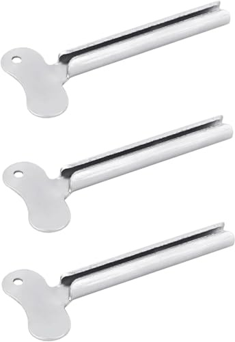 3 Pcs Silvery Metal Tube Squeezer Keys, Tube Toothpaste Squeezer Keys Metal Hair Dye Color Key Roller Dispenser Tool Durable Processing, Daily Living Tube Squeezing Aids