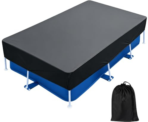 mizikuu Poolabdeckung Rechteckig, 220 x 150 cm Rechteckige Poolabdeckung Langlebig Wasser-und Staubdicht Schwimmbadabdeckung für Rechteckige Pool Abdeckplane für Sommer, Winter