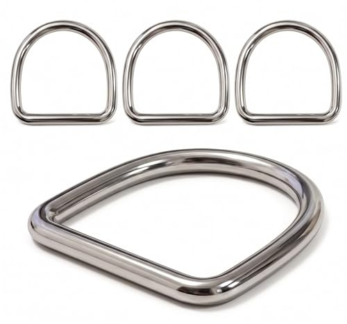 Nexafix Anelli a D 60 mm Set da 4 - Ponticelli Borsa Uncinetto, Tracolla, Manico Borsa, Anelli per Tende, Cucito - Metallo Nickel