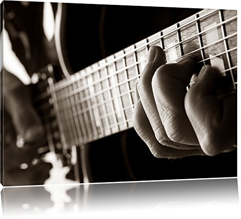 Pixxprint Gitarre spielen Bild, Größe: 100x70cm, Leinwandbild, fertig gespannt, Wandbild, Dekoration, Kunstdruck, kein Poster