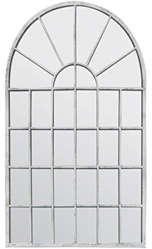 MirrorOutlet Large Off White Rustic Arch Garden Wall Mirror 2Ft7 X 1Ft8 (79cm X 51cm), 79 x 51, Beige