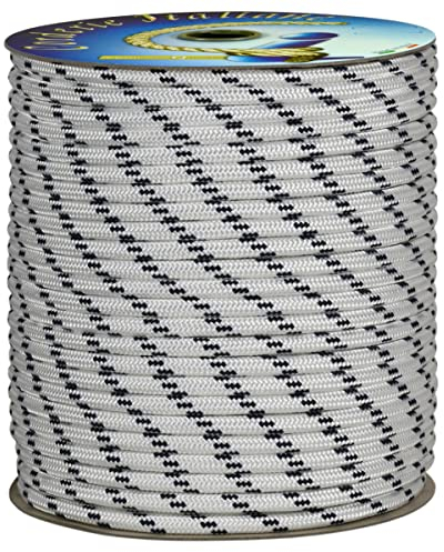 Corderie Italiane 006000792 Treccia mare multiuso giardino e fai da te, stabilizzato ai raggi U.V. resistente a intemperie e agenti atmosferici, 14 mm, 10 mt, colore bianco con spia blu