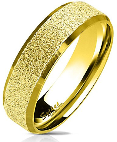 Bungsa Ringe für Damen & Herren - Silber, Gold, Blau, Schwarz - sandgestrahlter Damen-Ring aus Edelstahl mit abgerundeten Kanten - Edelstahlring Geeignet als Verlobungs-Ringe & Freundschafts-Ringe
