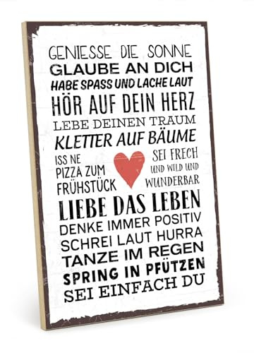TypeStoff Holzschild mit Spruch – SEI EINFACH DU – im Vintage-Look mit Zitat als Geschenk und Dekoration zum Thema Freiheit und Unabhängigkeit - HS-00372