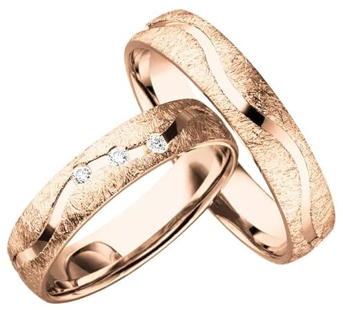 JC Gold Trauringe - Rotgold Eheringe inklusive Steinen und Gravur Paarpreis C123 (8 Karat (333) Rotgold)