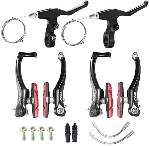 CNC Fahrrad V Bremse,Fahrrad V-Brake,Aluminium Fahrrad Bremsen Set für Cityrad Rennrad MTB/BMX.（Schwarz Rot）