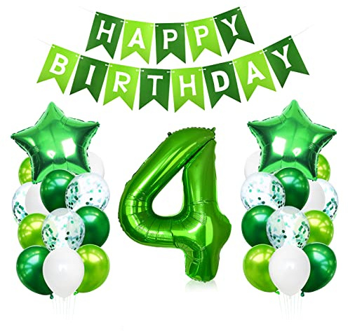 Luftballon 4. Geburtstag Grün,Geburtstagsdeko Junge 4 Jahre Grün,Riesen Folienballon Zahl 4,Ballon 4 Deko zum Geburtstag,Helium Ballon 4