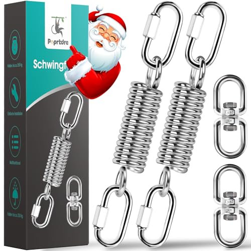 Poprkdre Molla Altalena per Sedia sospesa con Due moschettoni, Set di sospensioni a Molla in Acciaio per Amaca per Sedia per Sacco da Boxe, Letto sospeso, Yoga, capacità di carico Fino a 150KG