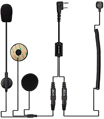 Retevis EHK008 Motorradhelm Headset mit Finger PTT und Mikrofon Kompatibel RT24 RT668 RT1 Kenwood TYT Funkgerät (1 Packung)