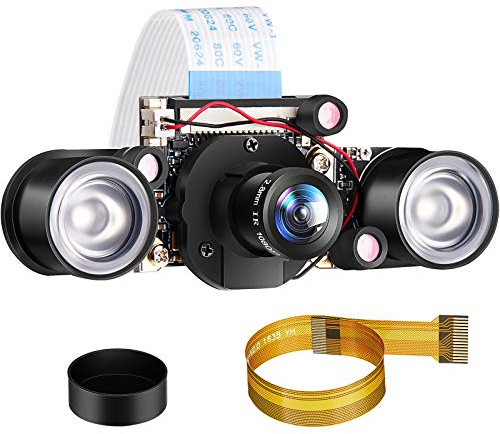 Weewooday Compatible avec Caméra Raspberry Pi 4/3/2/1 HD 1080p 5MP OV5647 | Capteur 5MP OV5647, Compatible avec Rpi 4,3 B, B+, 2B, 3A+, 2,1, Vision Diurne et Nocturne, Ir-Cut, Focus Ajustable