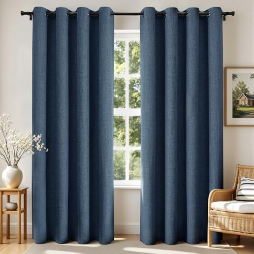 Joydeco Cortinas Opacas de 63 Pulgadas de Largo, 2 Paneles, Burg, Cortinas de oscurecimiento de habitación para Dormitorio, Cortinas térmicas 100% Opacas con Textura, protección de privacidad, Juego