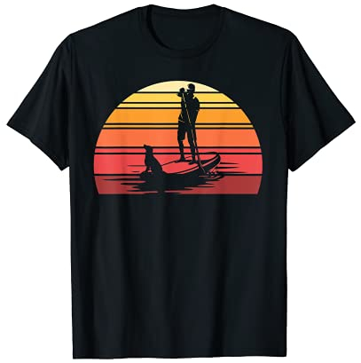 Wassersport Paddler SUP Retro Hunde Stand Up Paddling T-Shirt