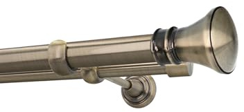 HDTL Gardinenstange Vorhangstange 25/19mm 2-läufig Wandmontage Messing Antik 240 cm Idaja