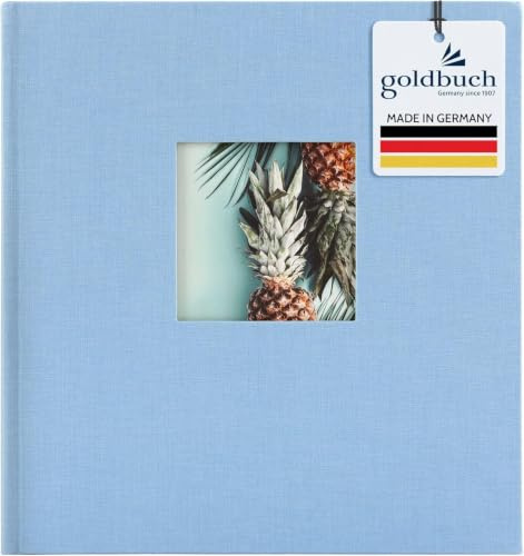 goldbuch 27 729 Bella Vista Fotoalbum mit Bildausschnitt Himmelblau, Erinnerungsalbum im Format 30 x 31 cm, Foto Album 60 weiße Seiten mit Pergamin-Trennblättern, Fotobuch mit Leineneinband, Blau