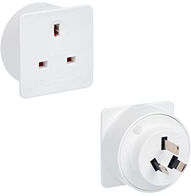 Invero Pack of 2 - UK to Australia New Zealand China Tourist Travel Mains Plug Power Grounded Adaptor - White