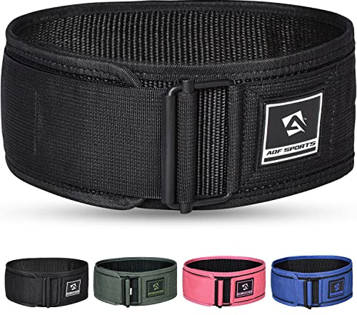 AQF Cintura Palestra Uomo, 4/10.2cm Nylon Autobloccanti Cintura Sollevamento Pesi, Cintura Powerlifting Per Bodybuilding, Fitness, Allenamento Funzionale, Squat Supporto Lombare Cinta (XS, Nero)