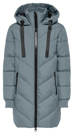 JDY Damen Jdyskylar Padded Hood Jacket Otw Noos Steppmantel, Stormy Weather/Detail:BLACK, XL EU