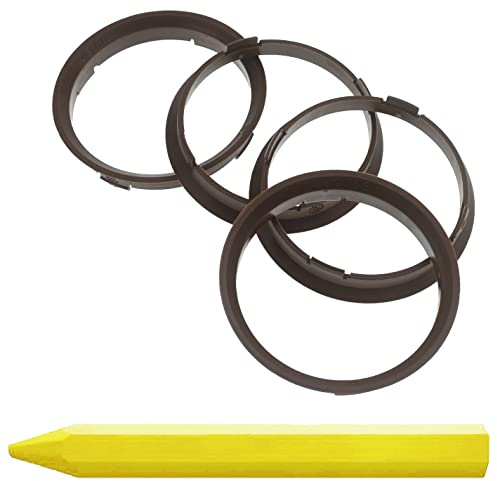 4X Zentrierringe 70,4 x 66,6 mm Braun Felgen Ringe + 1x Reifen Kreide Fett Stift