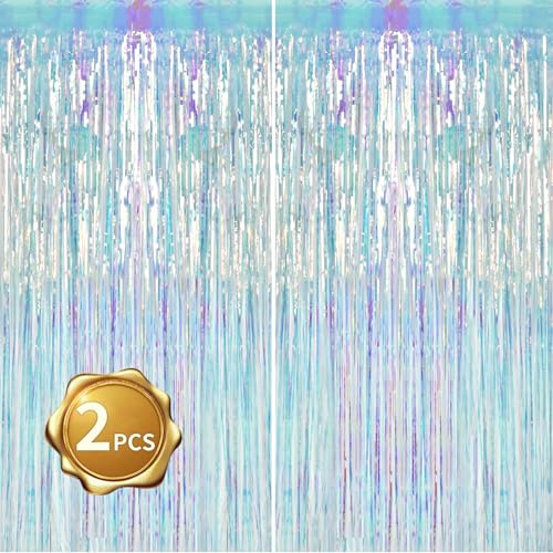 BEISHIDA 2 Stück Tür-Luftschlangen, Vorhang, schillernde Luftschlangen, Babyparty, Party, Dekoration, Wandhintergrund, Foto-Requisiten (1 x 2 m)