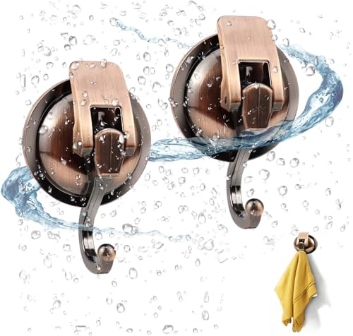 ShengBiLong 2 Piezas Ganchos Ventosa, Ganchos de Ventosas para Azulejos sin Taladro de Resistencia con Carga Máxima 6KG, Impermeable Fuerte Ducha Colgadores Baño para Cocina Ventana Puerta