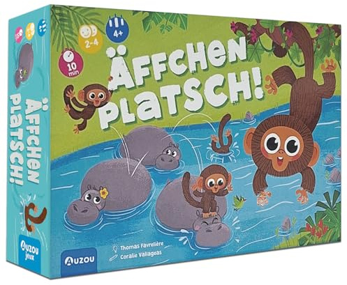 AUZOU | Äffchen Platsch | Kinderspiele ab 4 Jahre | Brettspiele mit Tiere | Mitbringspiel zum Kindergeburtstag | Familienspiele | Geschenke | Gesellschaftsspiele | Für 2 bis 4 Spieler ab 4 Jahren