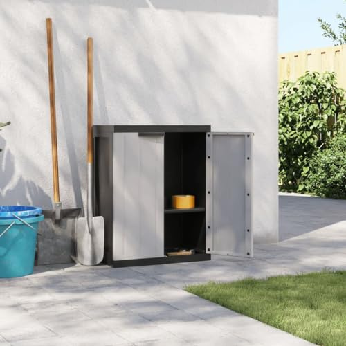 Festnight Kunststoffschrank Abschließbar Balkonschrank Gartenschrank Kunststoff Mehrzweckschrank Multifunktionsschrank Schrank Terrassenschrank Haushaltsschrank Verstellbar Einlegeboden 65x37x85 cm